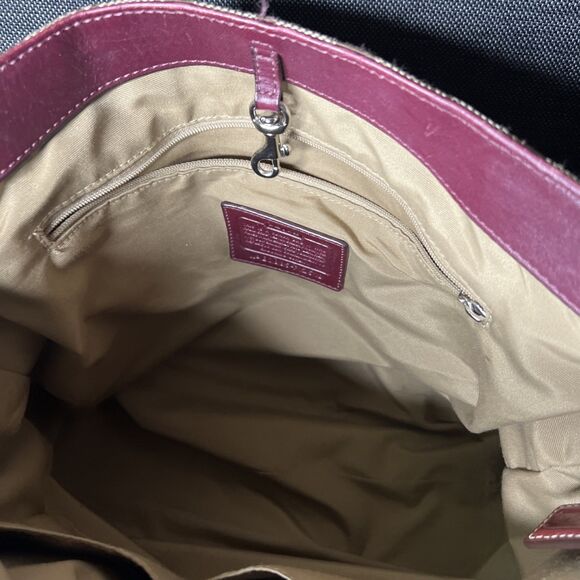 Coach Leatherware est 1941 Signature Canvas and Leather Shoulder Handbag EUC - Picture 13 of 15